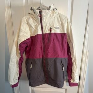 The North Face Women's pink Gray Ski Jacket waterproof size L EUC